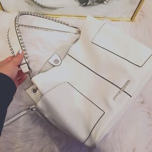 White studded bucket bag